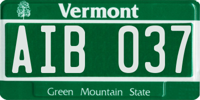 VT license plate AIB037