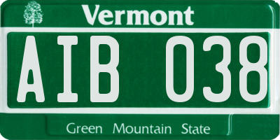 VT license plate AIB038