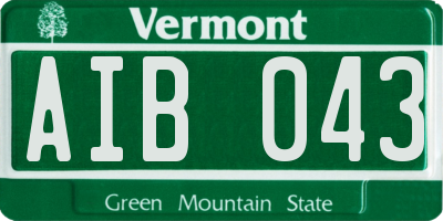 VT license plate AIB043