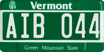 VT license plate AIB044