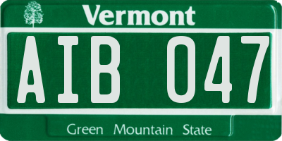 VT license plate AIB047