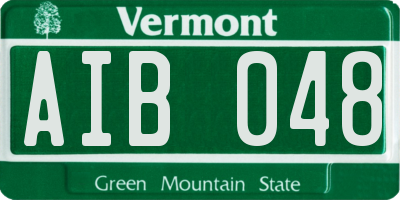 VT license plate AIB048