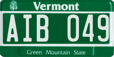 VT license plate AIB049
