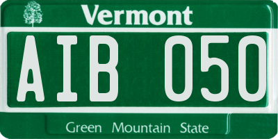 VT license plate AIB050
