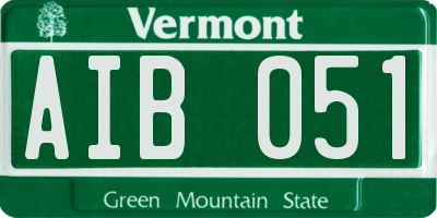 VT license plate AIB051