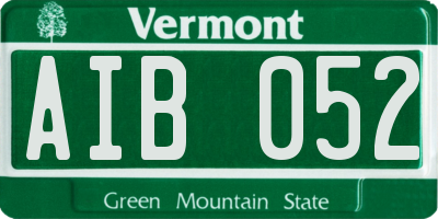 VT license plate AIB052