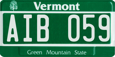 VT license plate AIB059