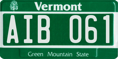 VT license plate AIB061