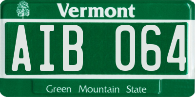 VT license plate AIB064