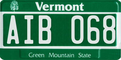 VT license plate AIB068