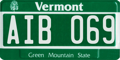 VT license plate AIB069