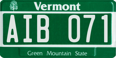 VT license plate AIB071