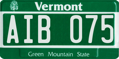VT license plate AIB075