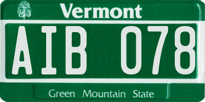 VT license plate AIB078