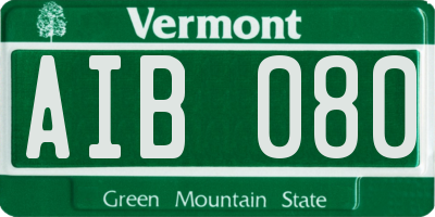 VT license plate AIB080