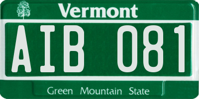 VT license plate AIB081