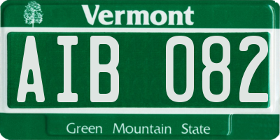 VT license plate AIB082