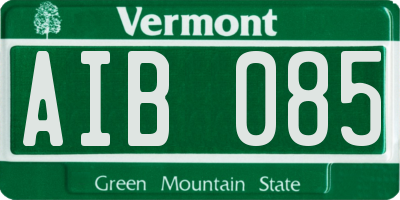 VT license plate AIB085
