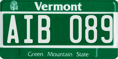 VT license plate AIB089