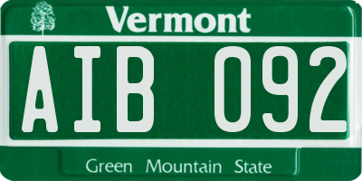 VT license plate AIB092