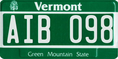 VT license plate AIB098