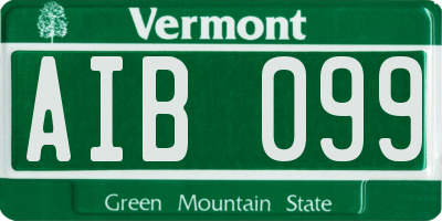 VT license plate AIB099