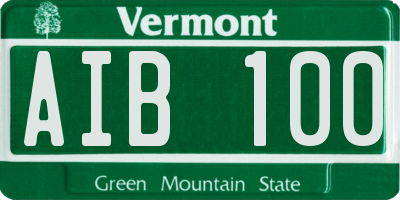 VT license plate AIB100