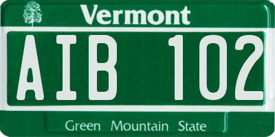 VT license plate AIB102