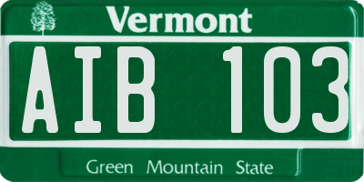 VT license plate AIB103