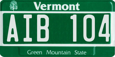 VT license plate AIB104