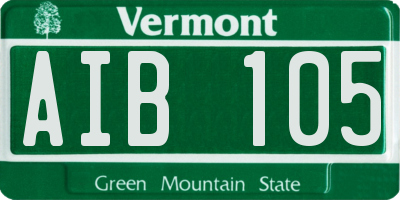 VT license plate AIB105