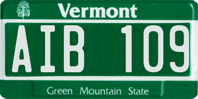 VT license plate AIB109