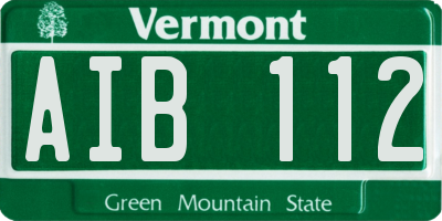 VT license plate AIB112
