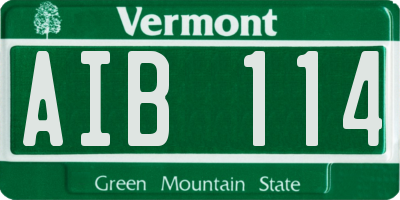 VT license plate AIB114
