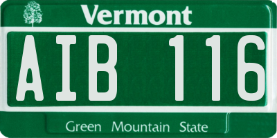 VT license plate AIB116