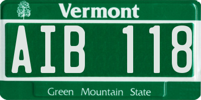 VT license plate AIB118