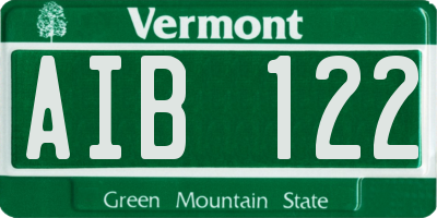 VT license plate AIB122