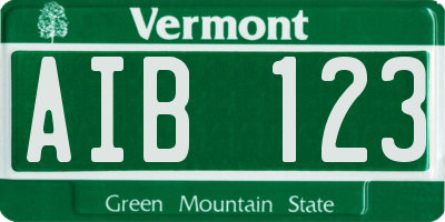 VT license plate AIB123