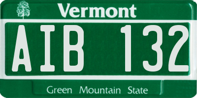 VT license plate AIB132