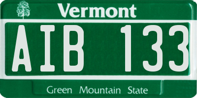 VT license plate AIB133