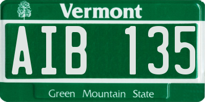VT license plate AIB135