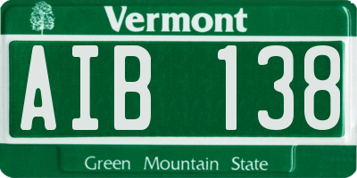 VT license plate AIB138