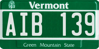 VT license plate AIB139