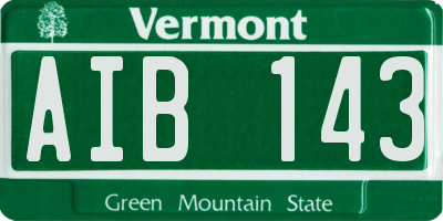 VT license plate AIB143