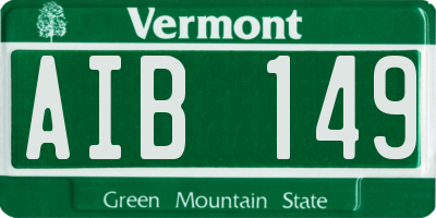 VT license plate AIB149