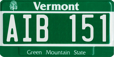 VT license plate AIB151