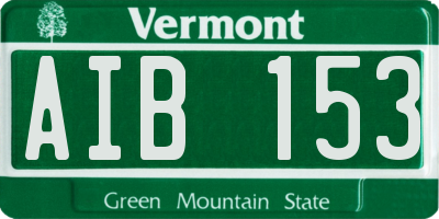 VT license plate AIB153