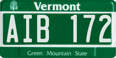 VT license plate AIB172