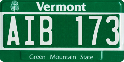 VT license plate AIB173
