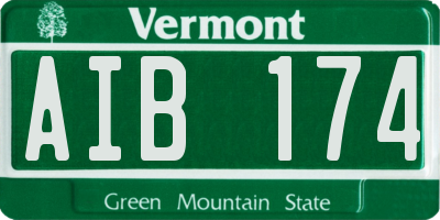 VT license plate AIB174